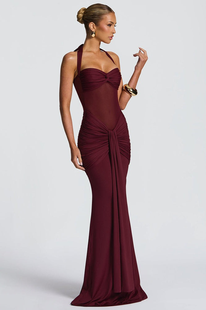 Mesh Panel Sash Maxi Dress 8
