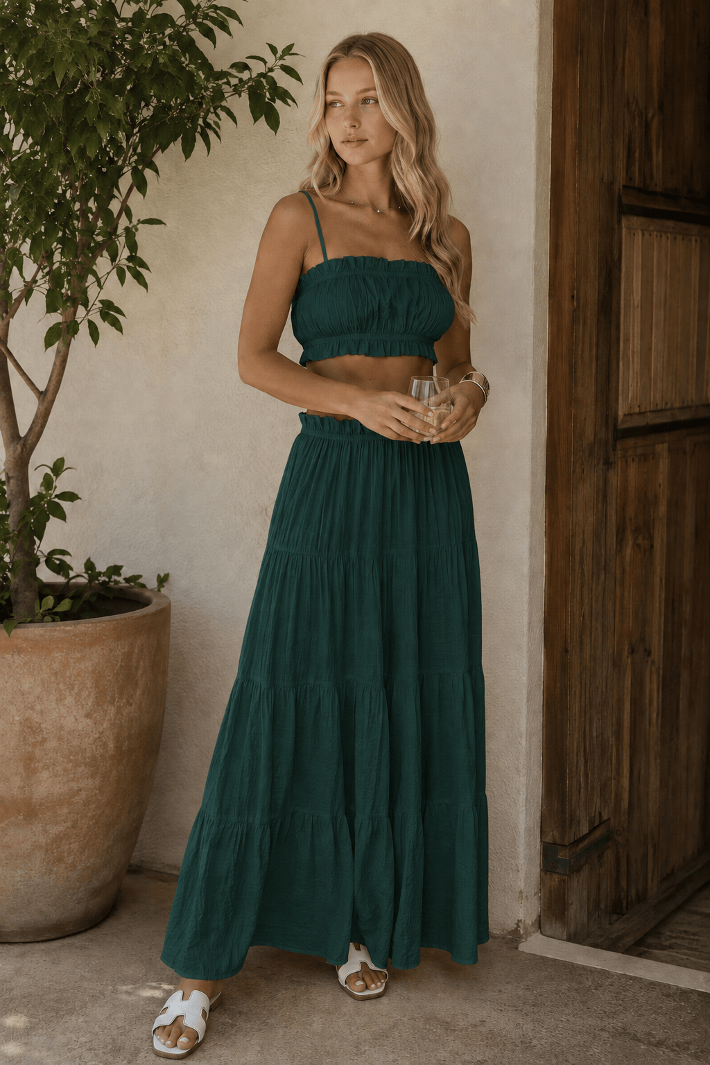 Casual Tube Top Maxi Skirt Set