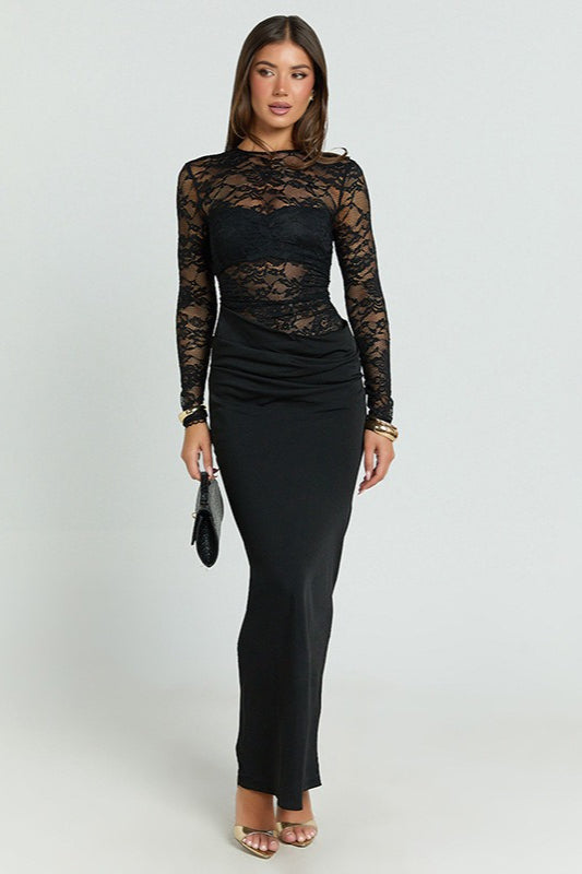 Lace Panel Bodycon Lace Dress