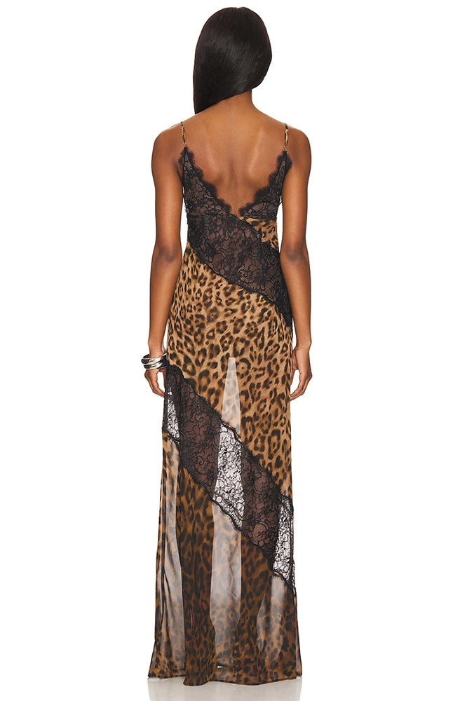 Weird Puss Mesh Patchwork Maxi Dress