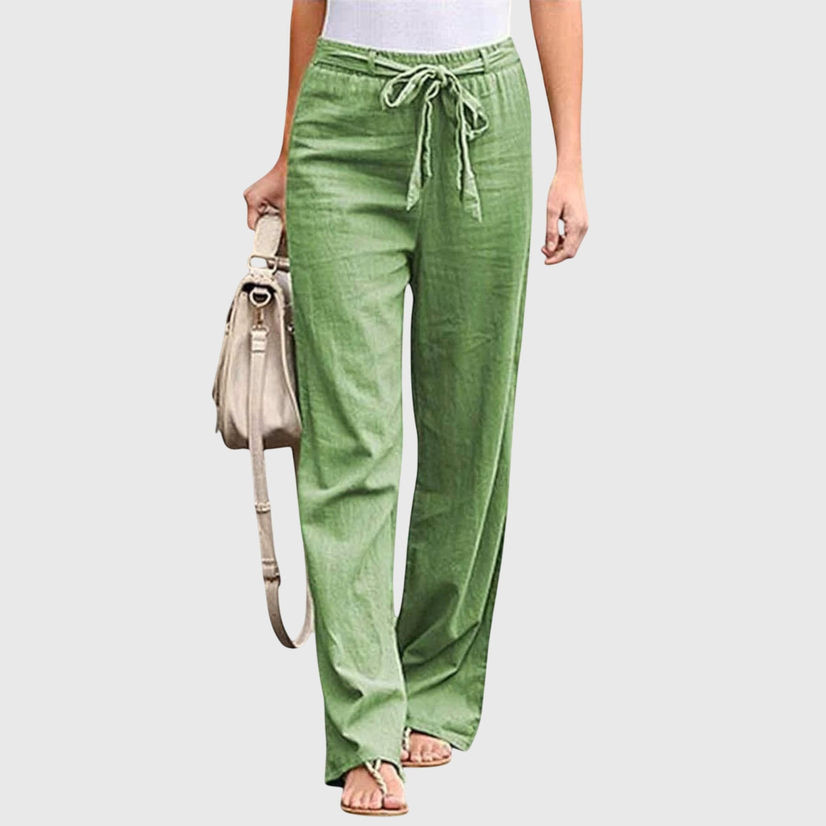 Belted High Waist Wide Leg Pants