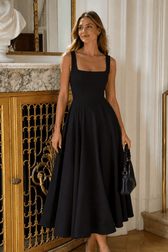 Minimalist Square Neck Slim A Line Slip Dress