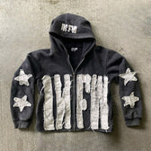 Vintage Patchwork Graphic Print Hoodie