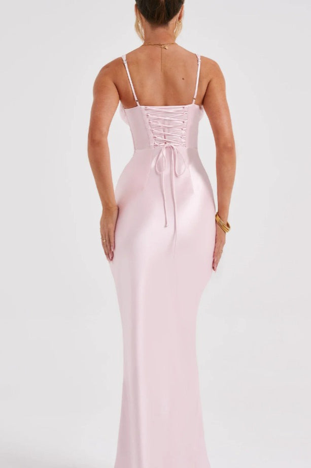 VNeck Bone Detail Silk Dress