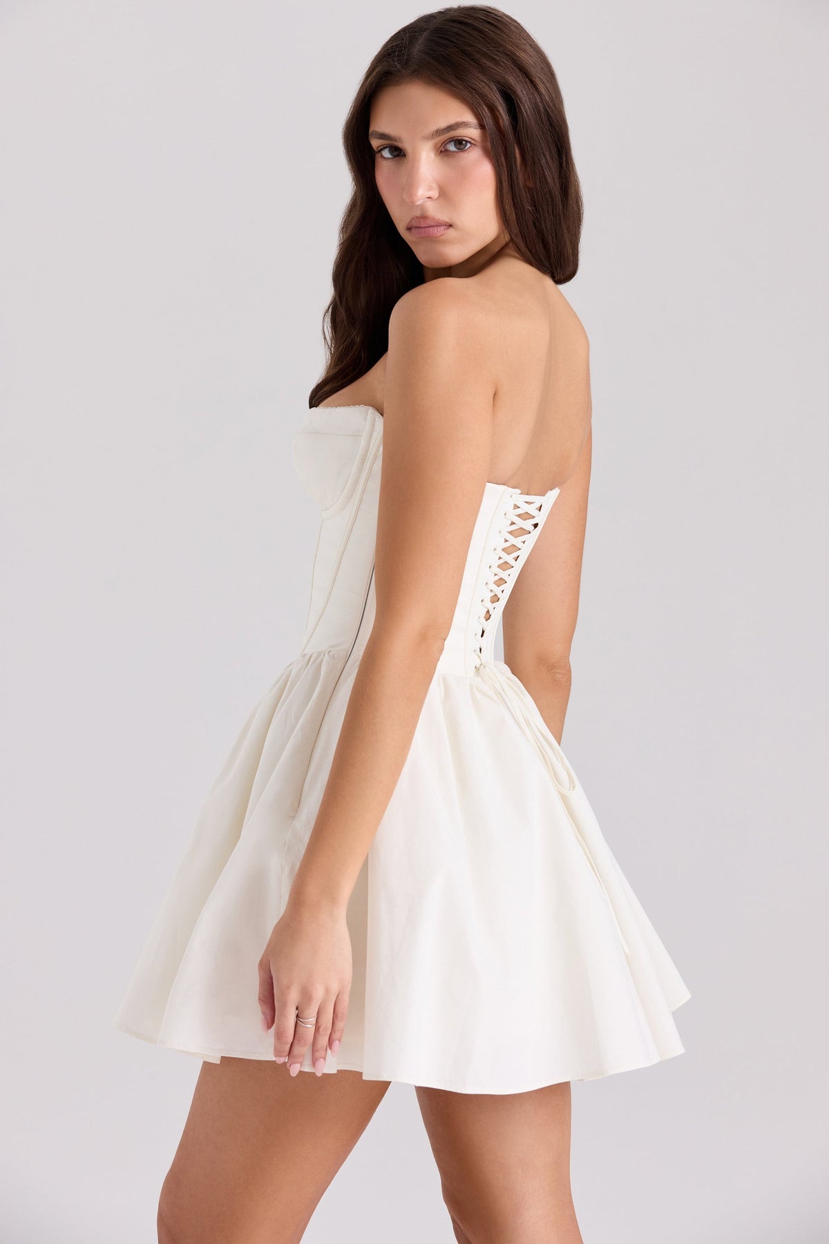 Strapless Sweetheart Corset Bodice Puffball Skirt Mini Dress 5