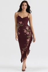 Lace Cami Embroidered Fringe Bodycon Mini Lace Dress