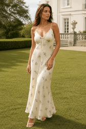 Spaghetti Strap Long Slim Floral Dress