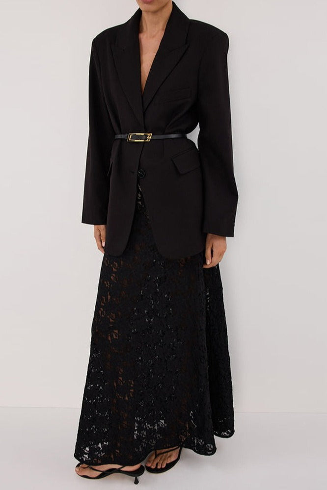 Elegant Sheer Lace Bodycon Maxi Skirt