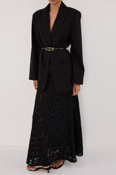 Elegant Sheer Lace Bodycon Maxi Skirt