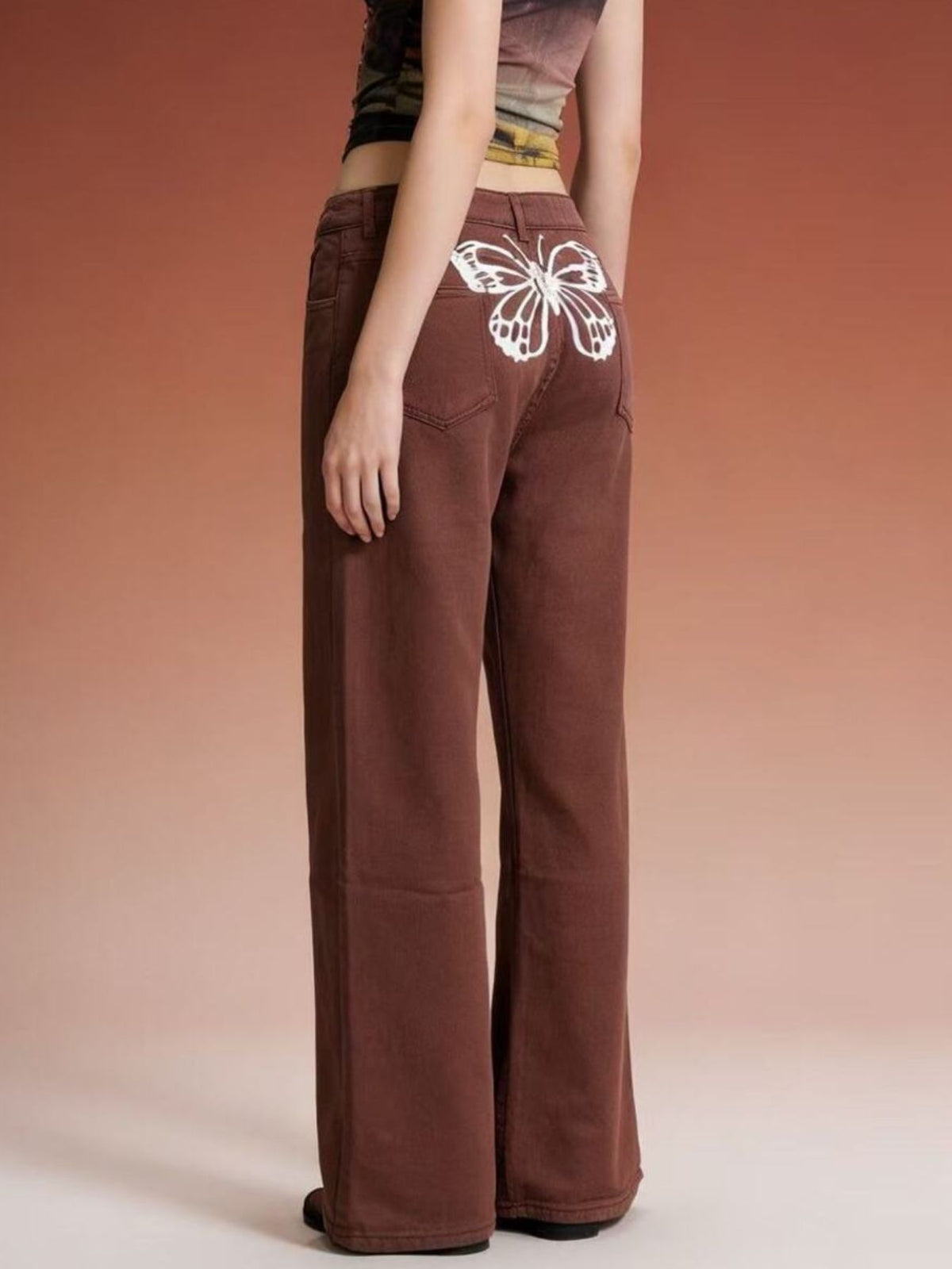 High Waist Five Pocket Full Length Wide Leg Jeans 13