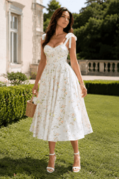 Spaghetti Strap Long Fitted Slim Floral Dress