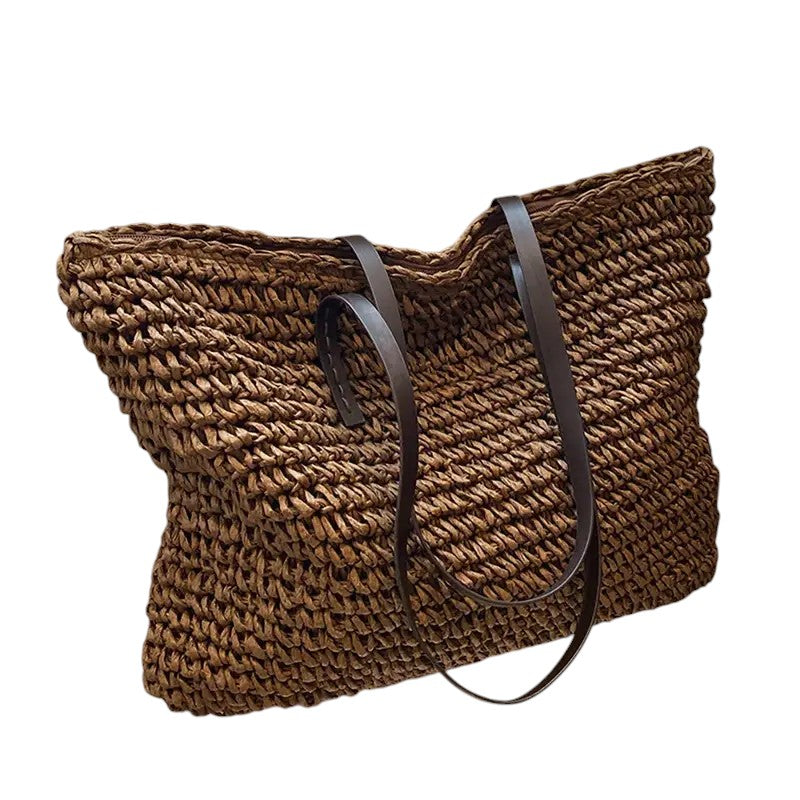 Woven Straw Beach Tote Bag