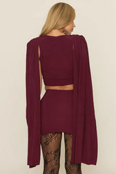 Cowl Neck Shawl Ruched Two Piece Set
