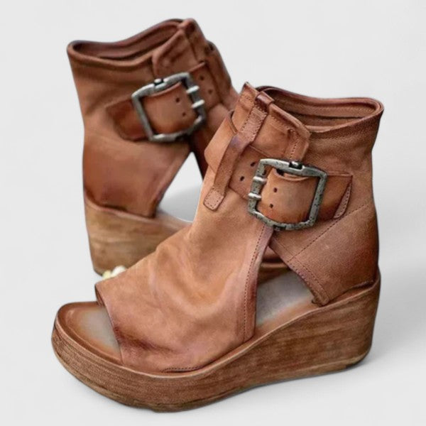 Open Toe Buckle Platform Wedge Sandals