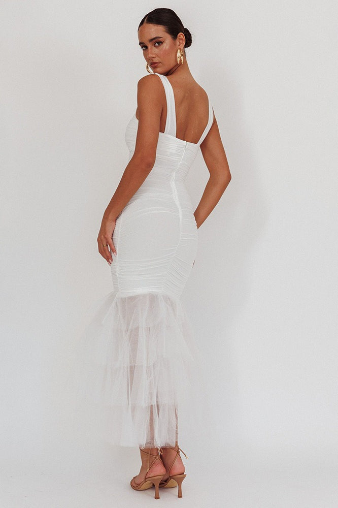 Sheer Mesh Ruched Dress
