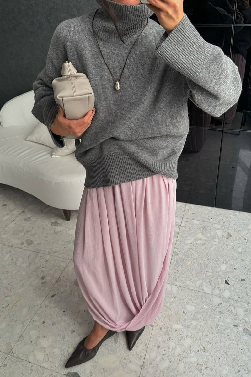 Draped Asymmetric Hem Tulip Skirt