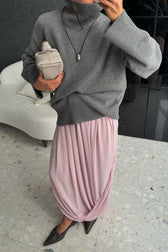 Draped Asymmetric Hem Tulip Skirt