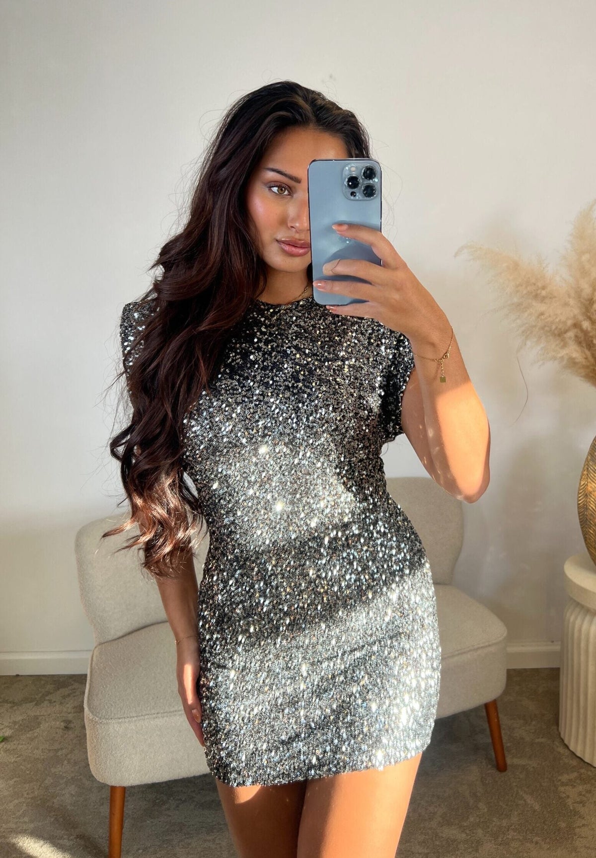 Sequin Crew Neck Cap Sleeve Bodycon Mini Dress 17