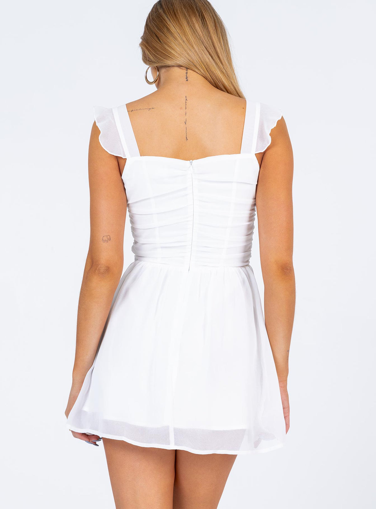 Sweetheart Neckline Ruched Waist Chiffon Skater Mini Dress 7