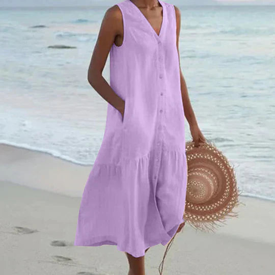 Kaitlyn Minimalist Women's Linen Dress Everyday Luxe Edit
