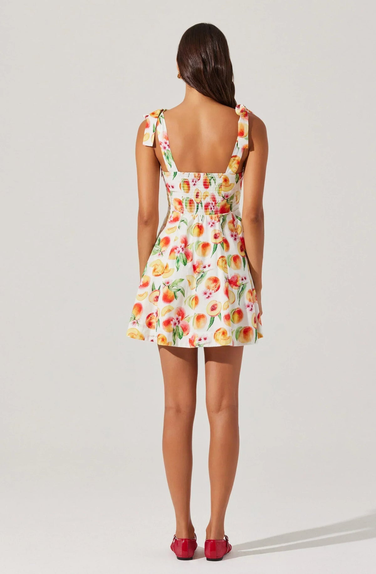 Fruit Print Tie Shoulder Square Neck Fit and Flare Mini Dress 4