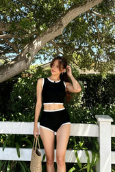 Sexy Black White Push Up Two Piece Swim Set