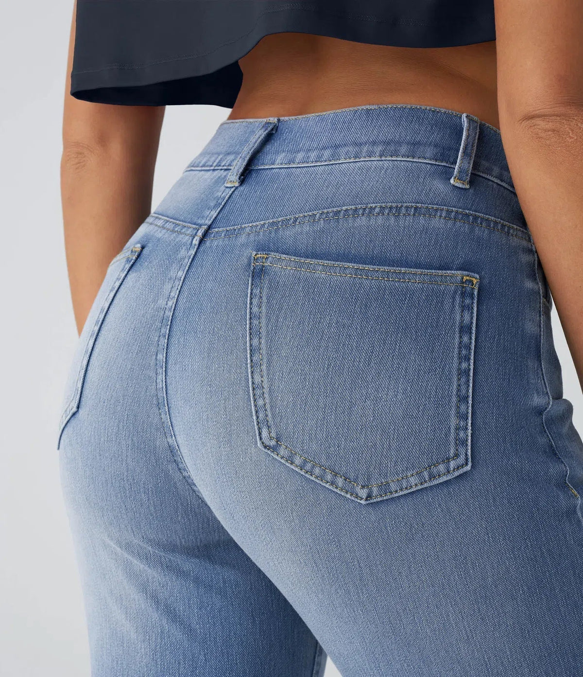 High Waist Straight Leg Pull On Jeans 8