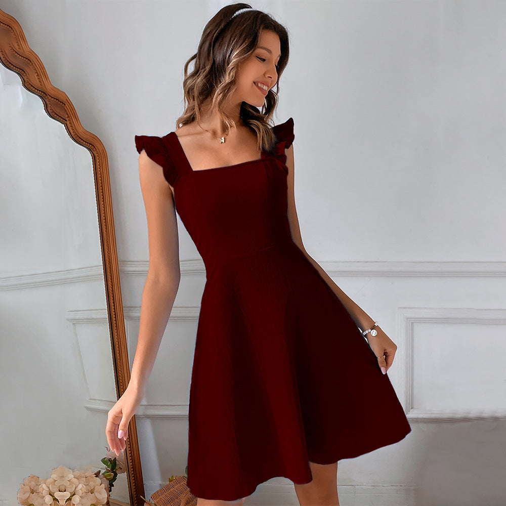 Sleeveless Mini Dress with Ruffle Tieback