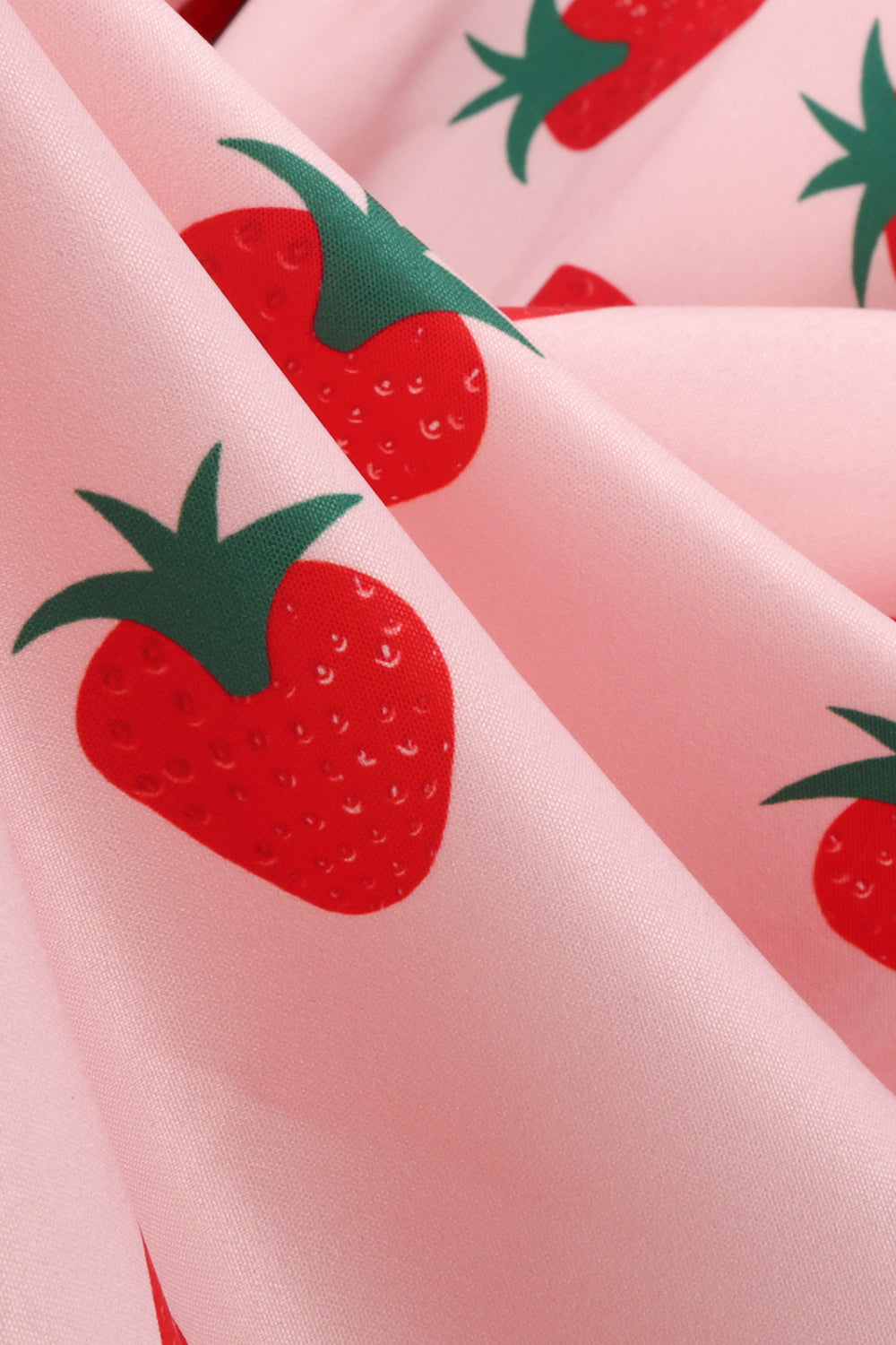 A Line Blush Strawberry Printed 1950s Dress with Short Sleeves