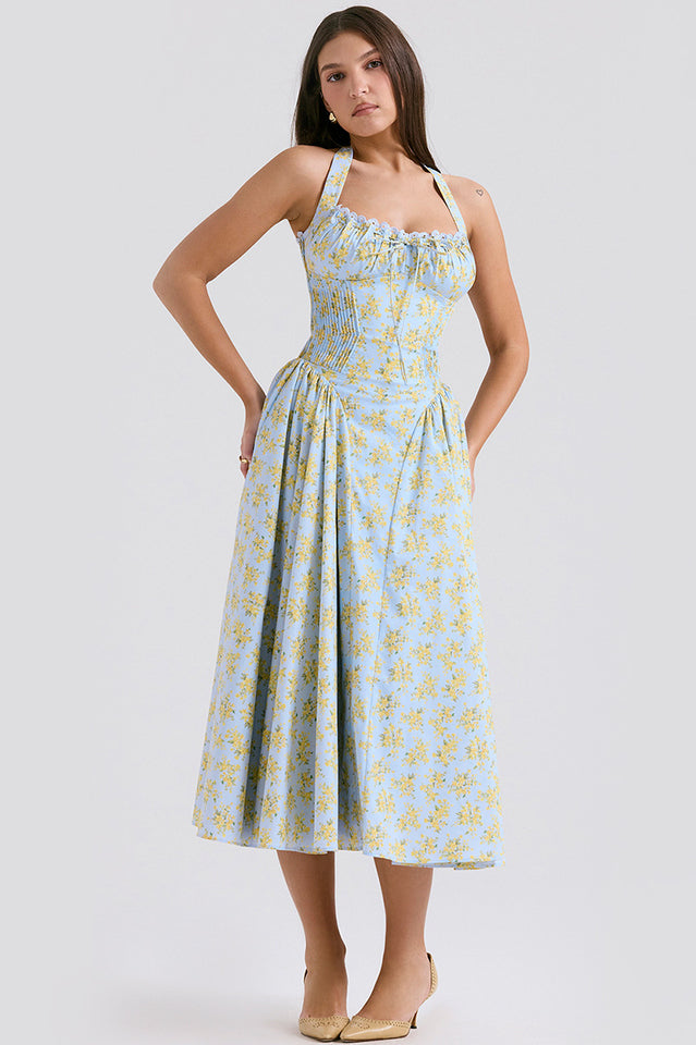 Adabella Cotton Halter Midi Sundress