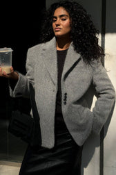 Soft Pile Relaxed Fit Lapel Blazer