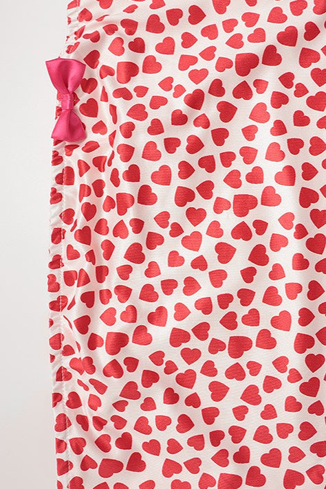 Vintage Tube Heart Print Split Midi Dress