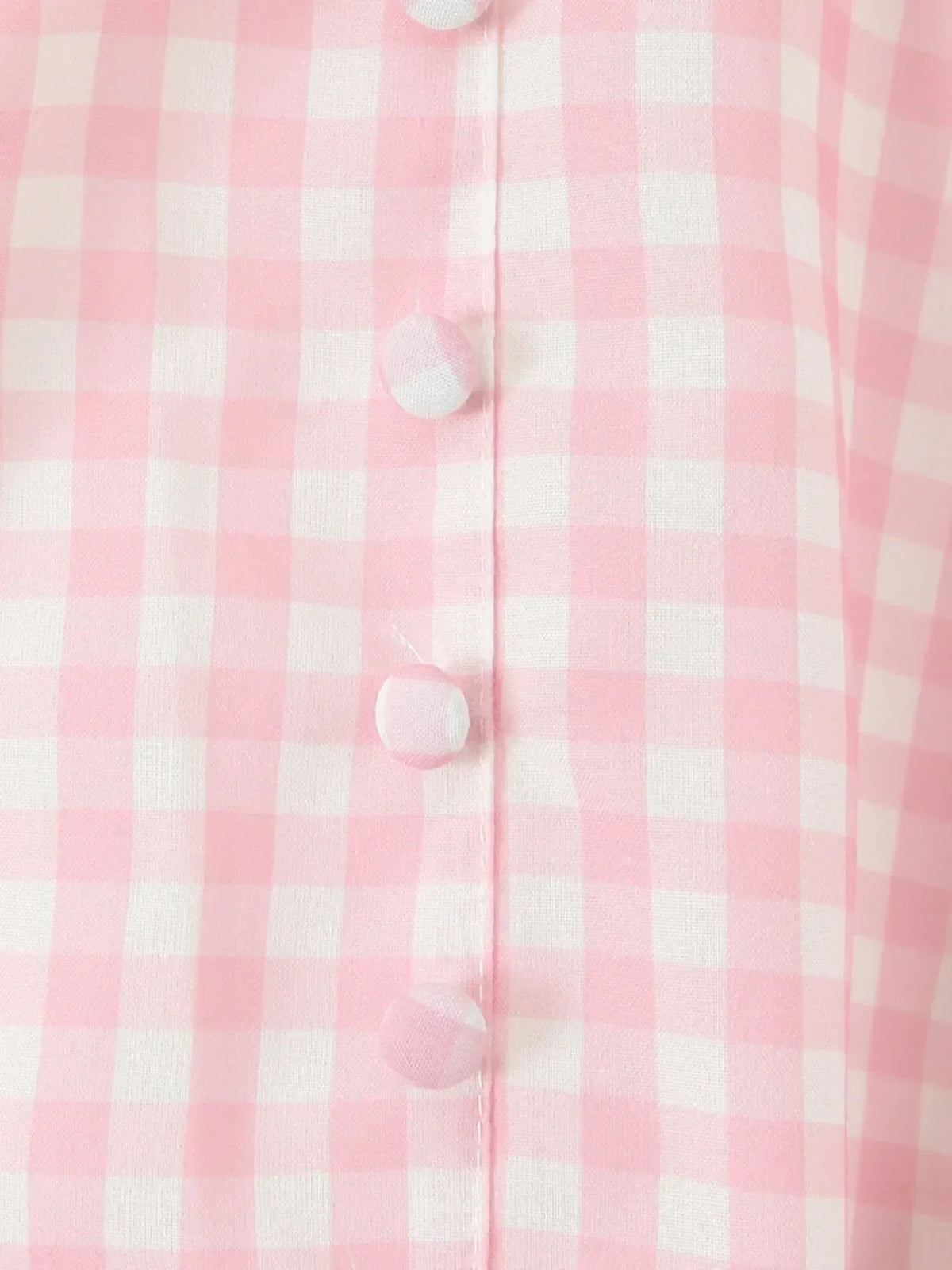 Gingham V-Neck Puff Sleeve Bow Button Front Lace Trim Mini Dress 9