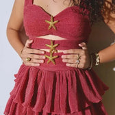 Sweetheart Cut Out Tiered Pleated Mini Dress 11