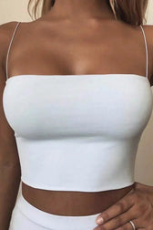 Elastic Spaghetti Strap Solid Corset Tube Top
