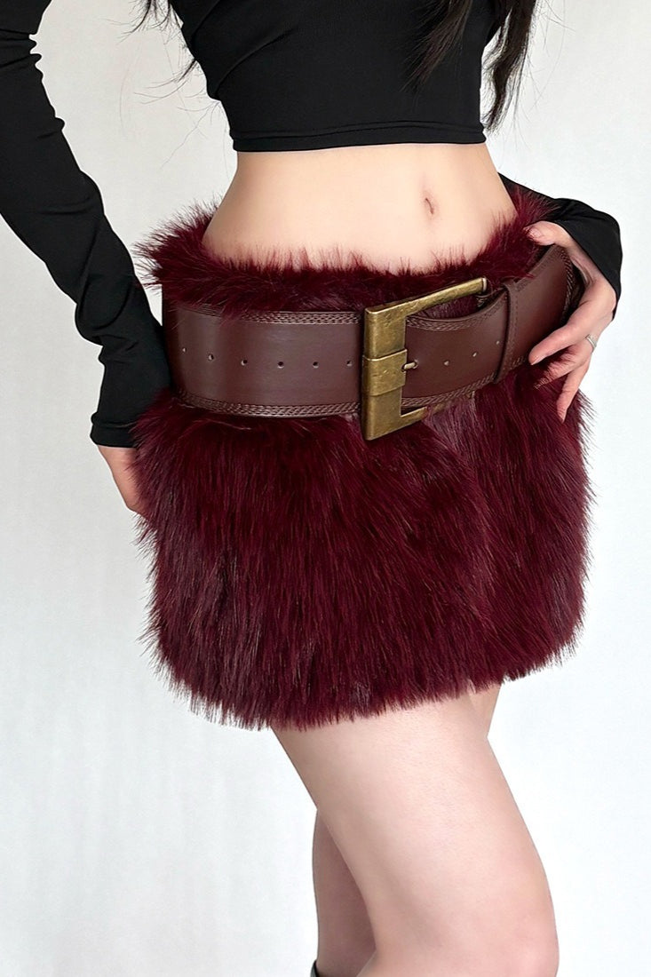 Shaggy Faux Fur Low Rise Bodycon Mini Skirt 3