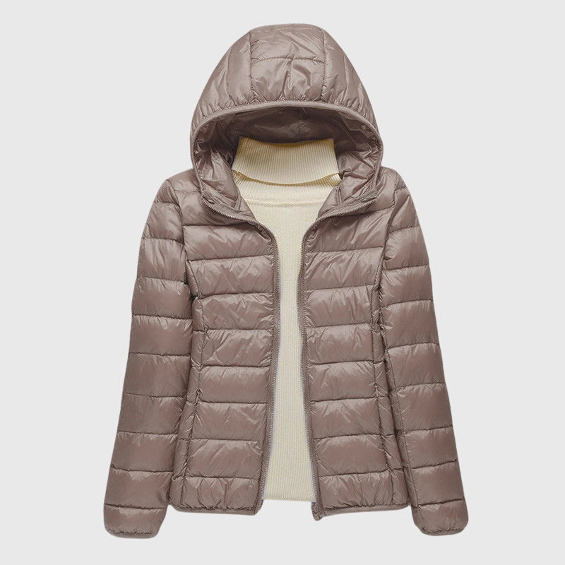 Hooded Zip Front Lightweight Quilted Puffer Jacket