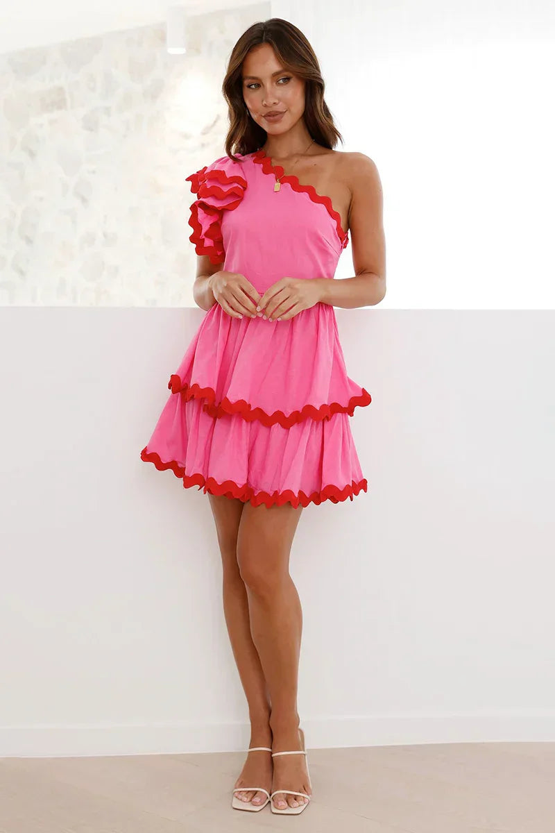 Zaira Chic Mini Dress Pink / Red Silhouette Collection