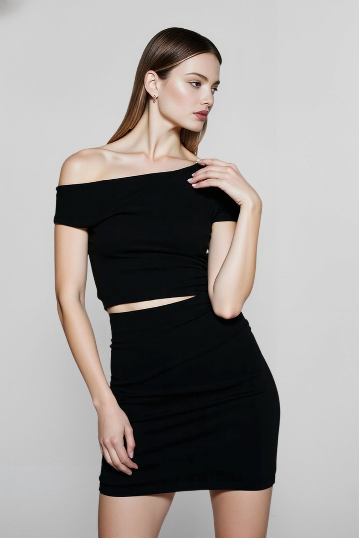 Off Shoulder Short Sleeve Slim Fit Ruched Side Top 5