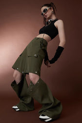 Street Style High Waist Convertible Multi-Pocket Cargo Straight Pants
