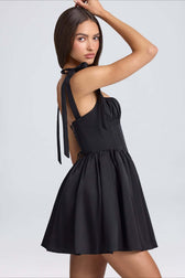 Square Neck Bow Tie Mini Dress