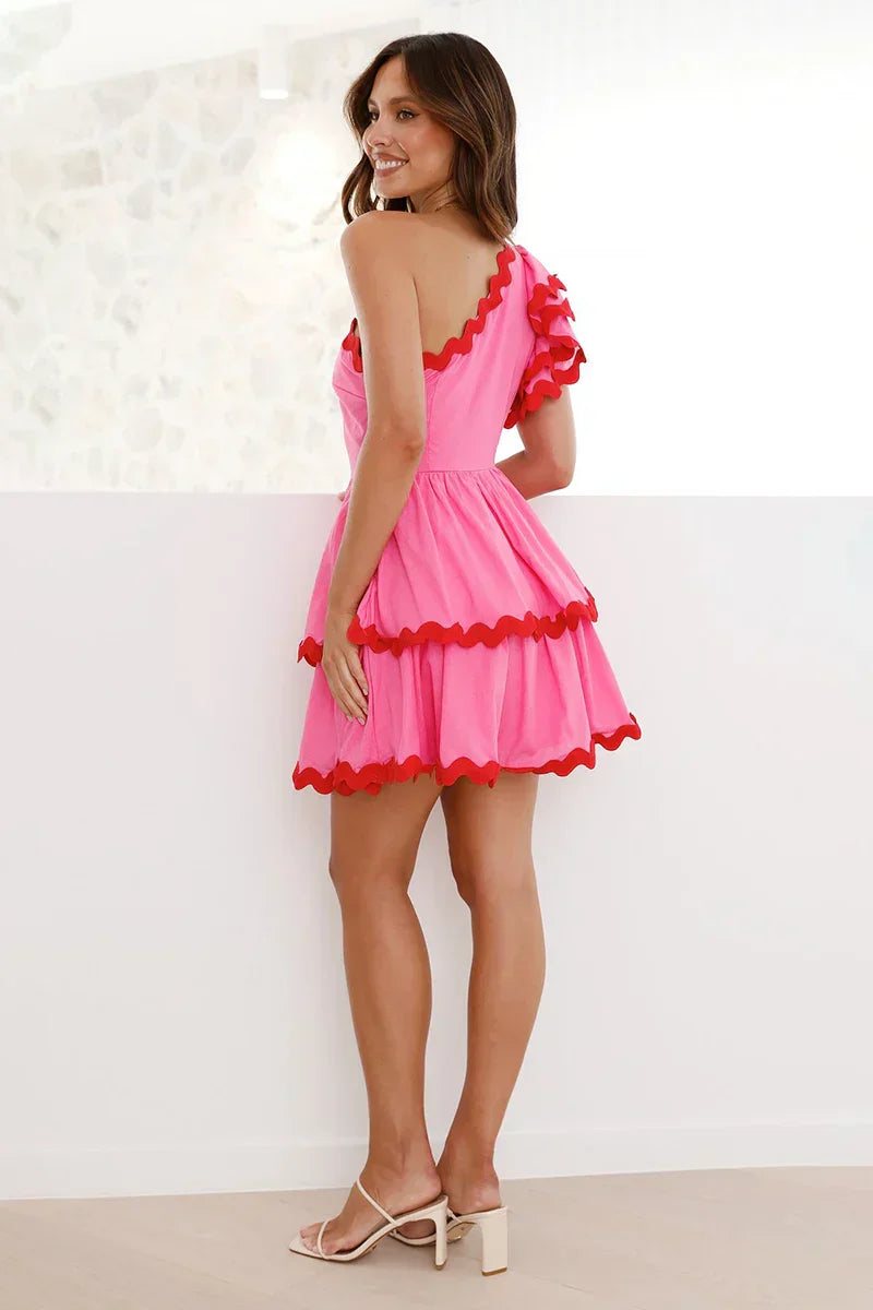 Zaira Chic Mini Dress Pink / Red Silhouette Collection
