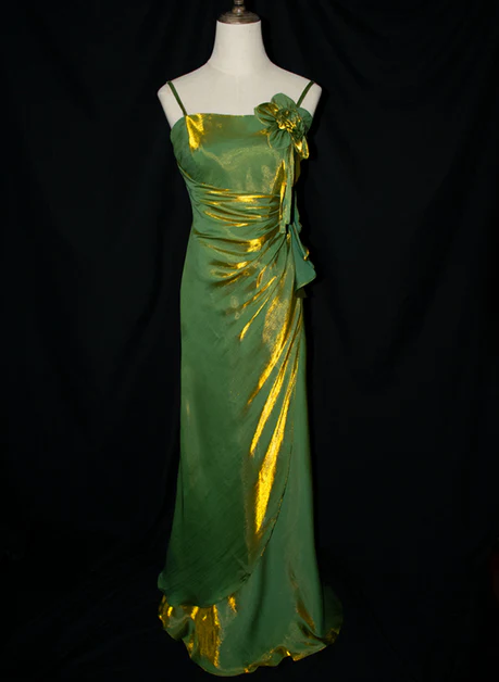 Vintage Floral Embellished Evening Gown Green Party Evening Dress cc1508
