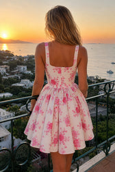 Floral Bardot Fitted Waist Curve Slip Dress