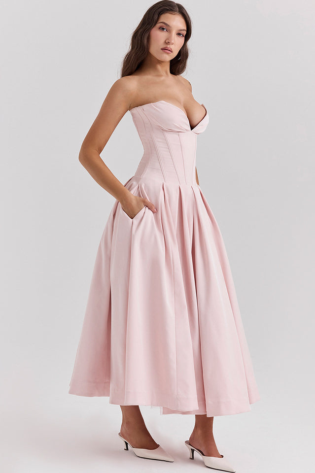 Black Lady Strapless Midi Dress