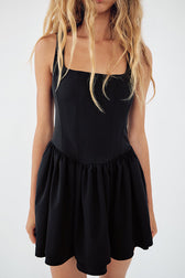 Solid Velvet Square Neck Slim Fit Mini Dress - View 4