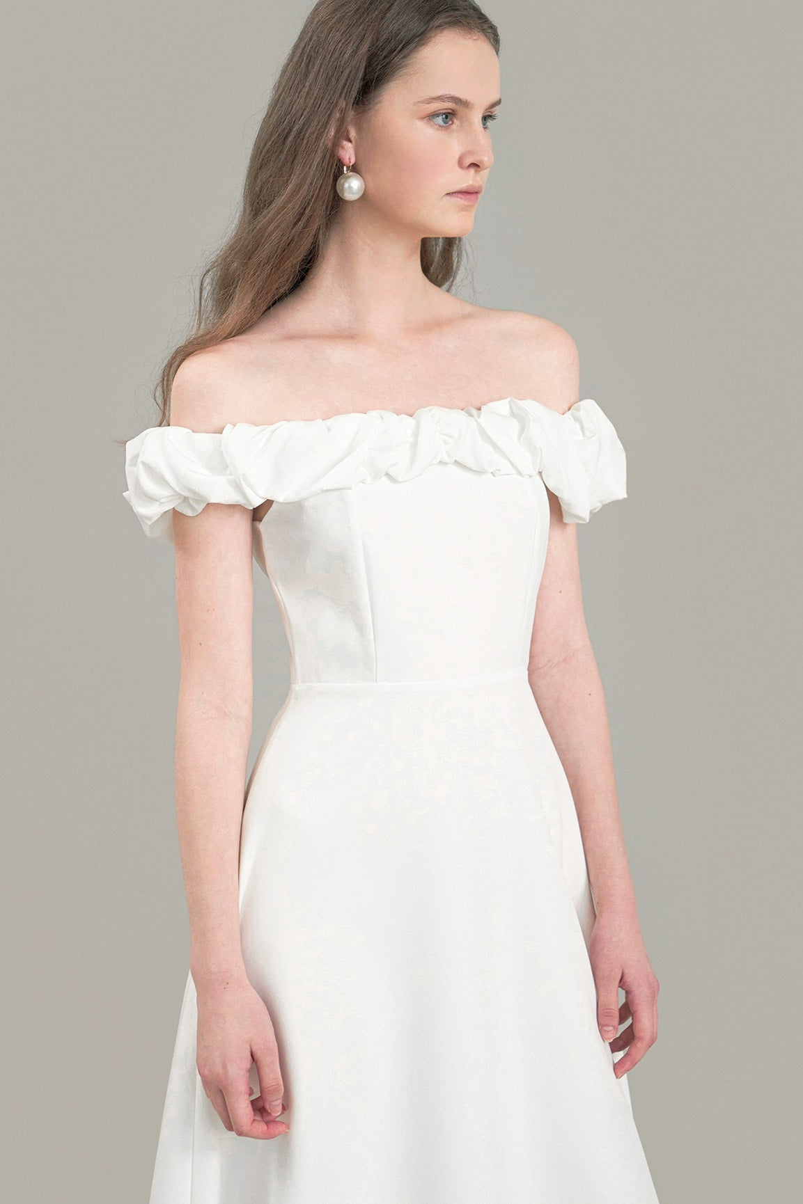 Satin Ruched Off-the-shoulder Cocktail Dress - View 3