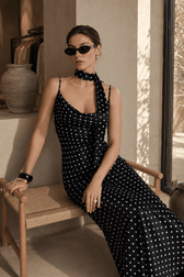 Spot Print Wrap Strap Mermaid Slip Dress