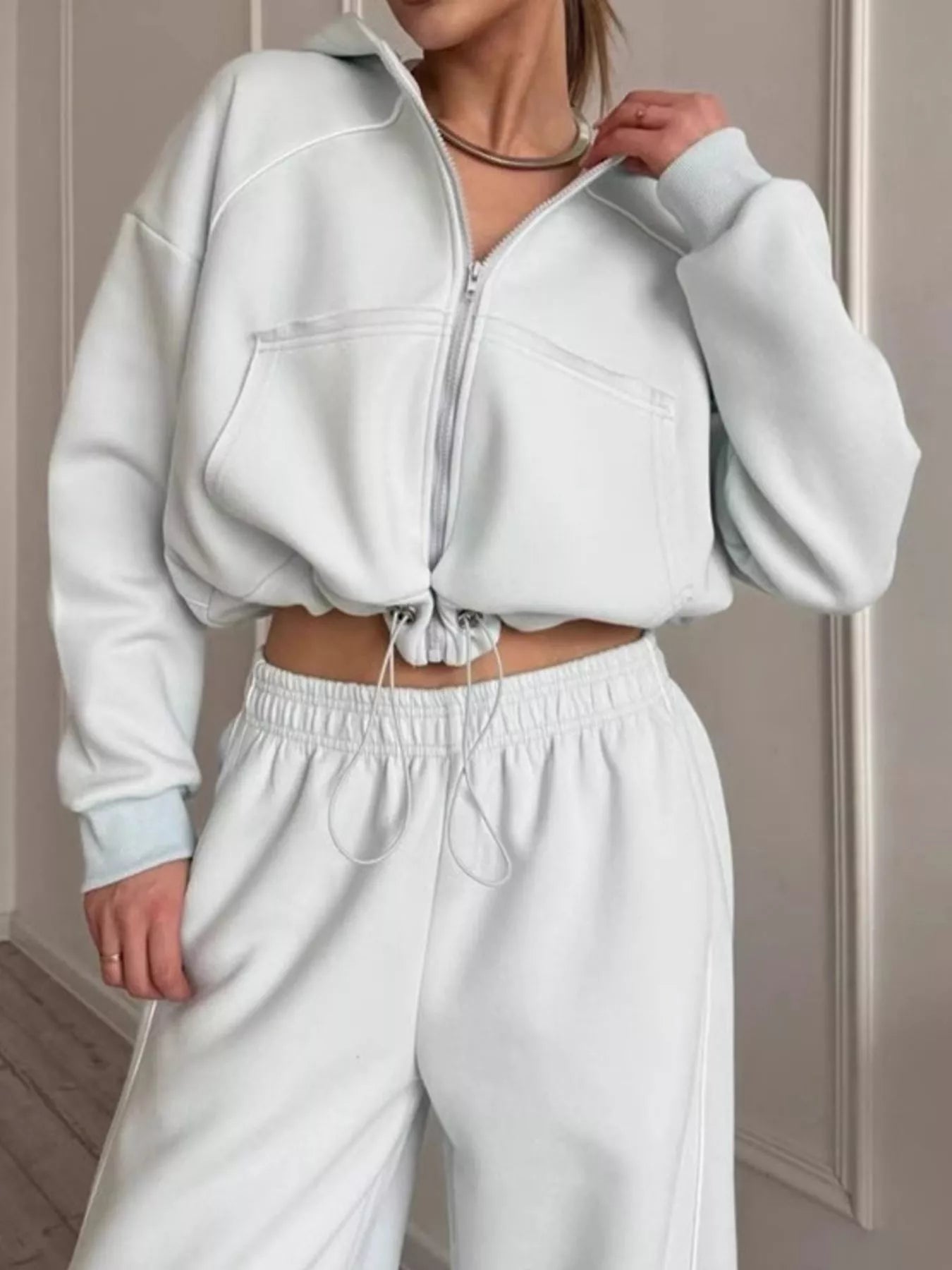 Fleece Zip-Up Hoodie and Joggers Set