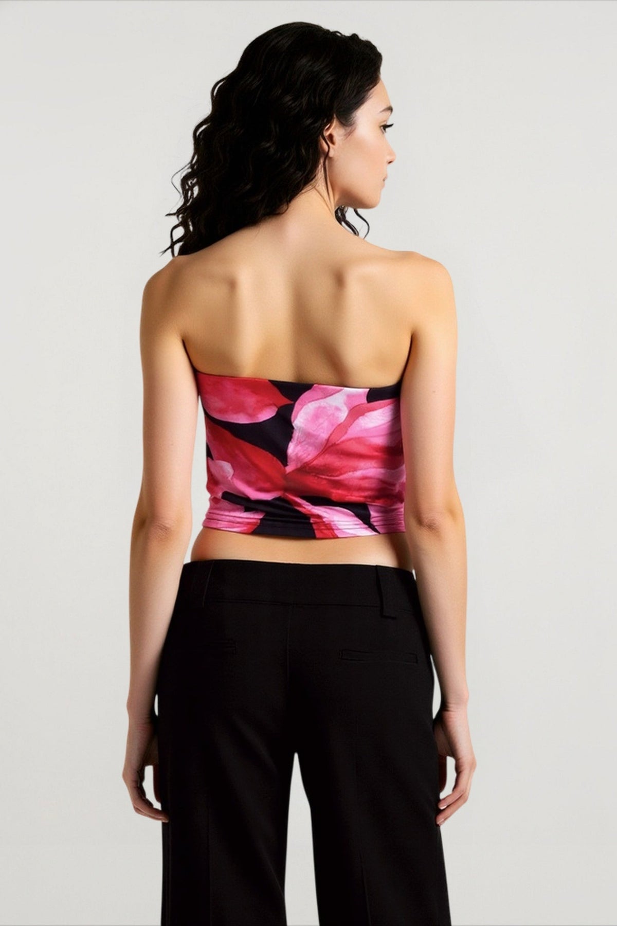 Floral Print Strapless Bandeau Cropped Tube Top 4